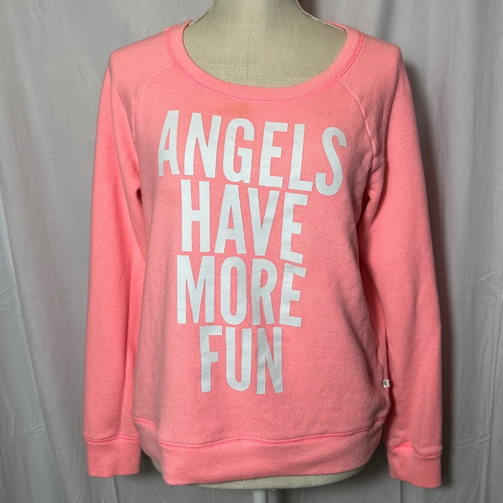 Victoria Secret Angels Have More Fun Sweatshirt Top Size Medium 8 10 - Picture 2 of 4